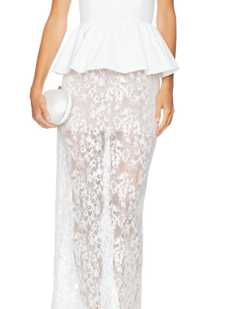 Amanda Uprichard X Revolve Cherise Dress Ivory White Lace Strapless Gown